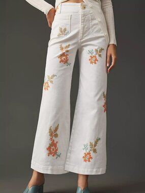 Anthropologie Colette Floral Embroidered Jeans
